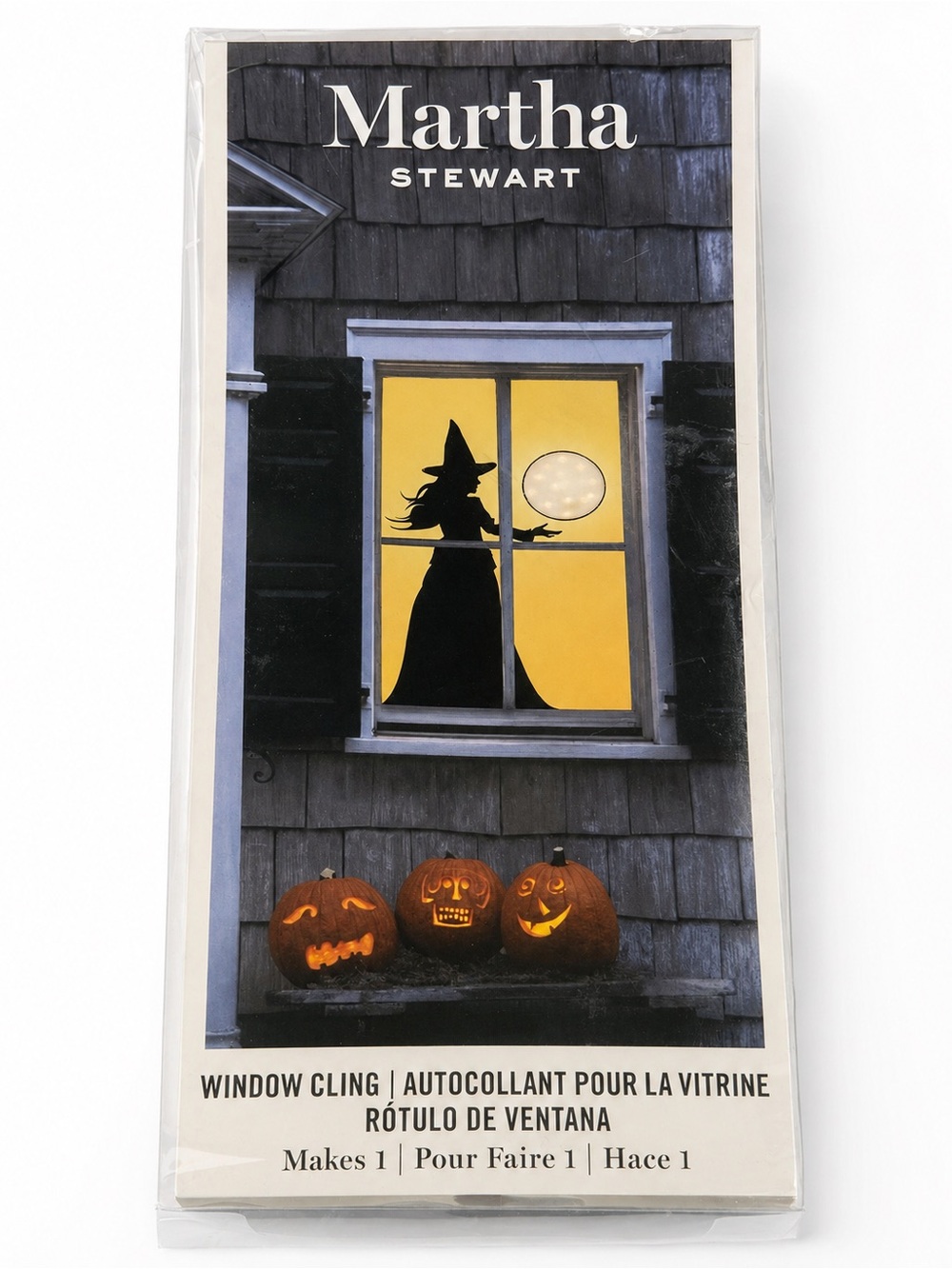 Martha Stewart Halloween Witch Moon LED Window Cling Decoration